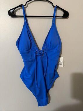 Blue Lace-Up One-Piece Swimsuit NWT - Medium